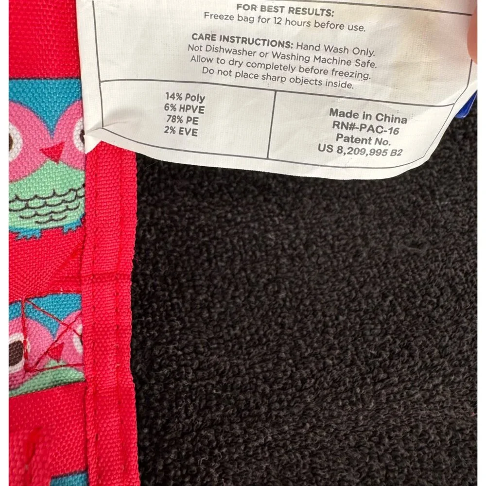 PackIt Freezable Lunch Bag With Fun Owl Print Red Color Insulated & Foldable Des